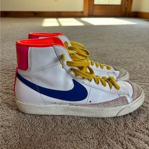 Nike White and Blue Blazers with Vintage Design